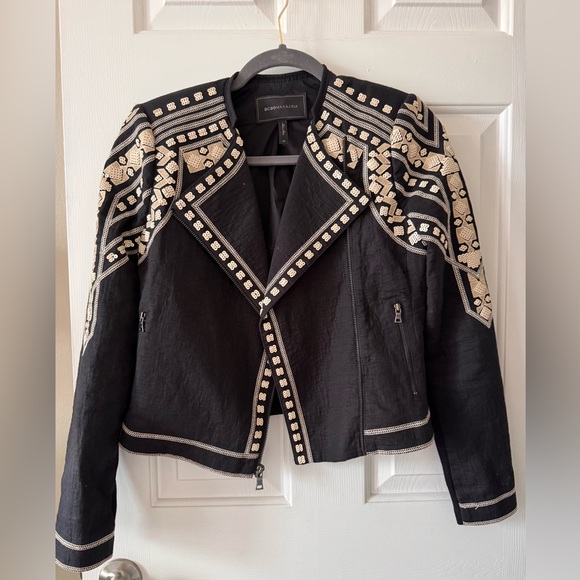 BCBGMaxAzria Jackets & Blazers - BCBGMaxAzria Black Jacket with Ivory Embellished Shoulders NWOT